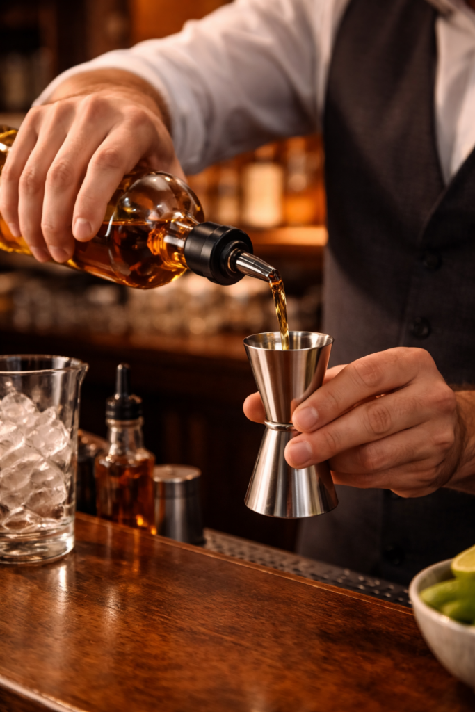 Accurate drink measurement using bartender tools for consistent cocktails