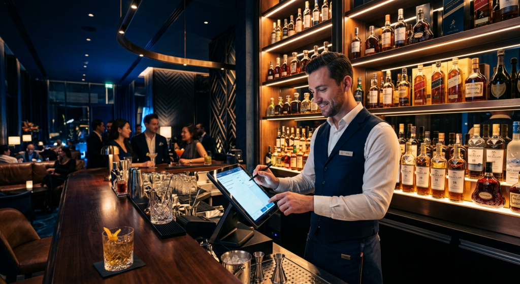 Digital bottle custody management system used in luxury bar environment