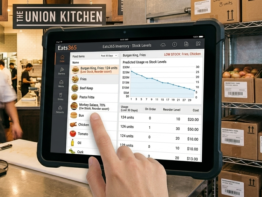 Restaurant inventory management system tracking food stock levels