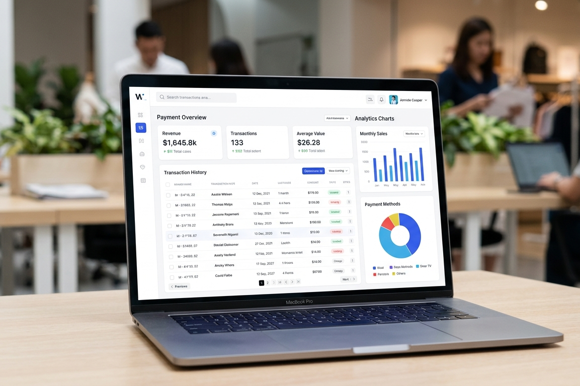 QR payment reporting dashboard with real-time transaction tracking